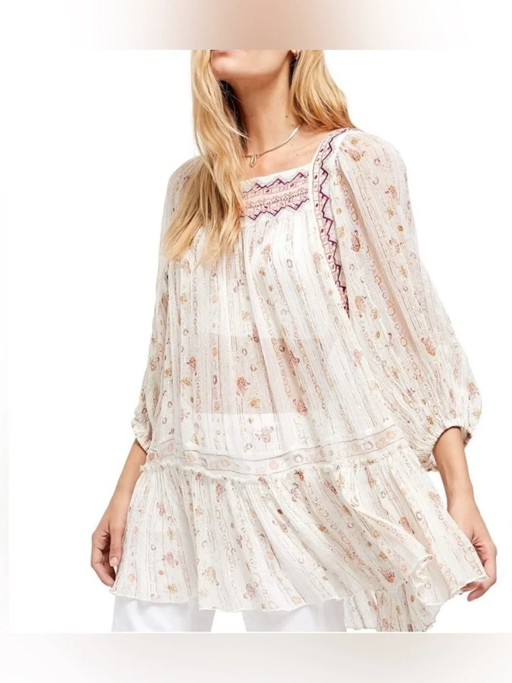 Free People Ivory Dance Magic Tunic Size Large